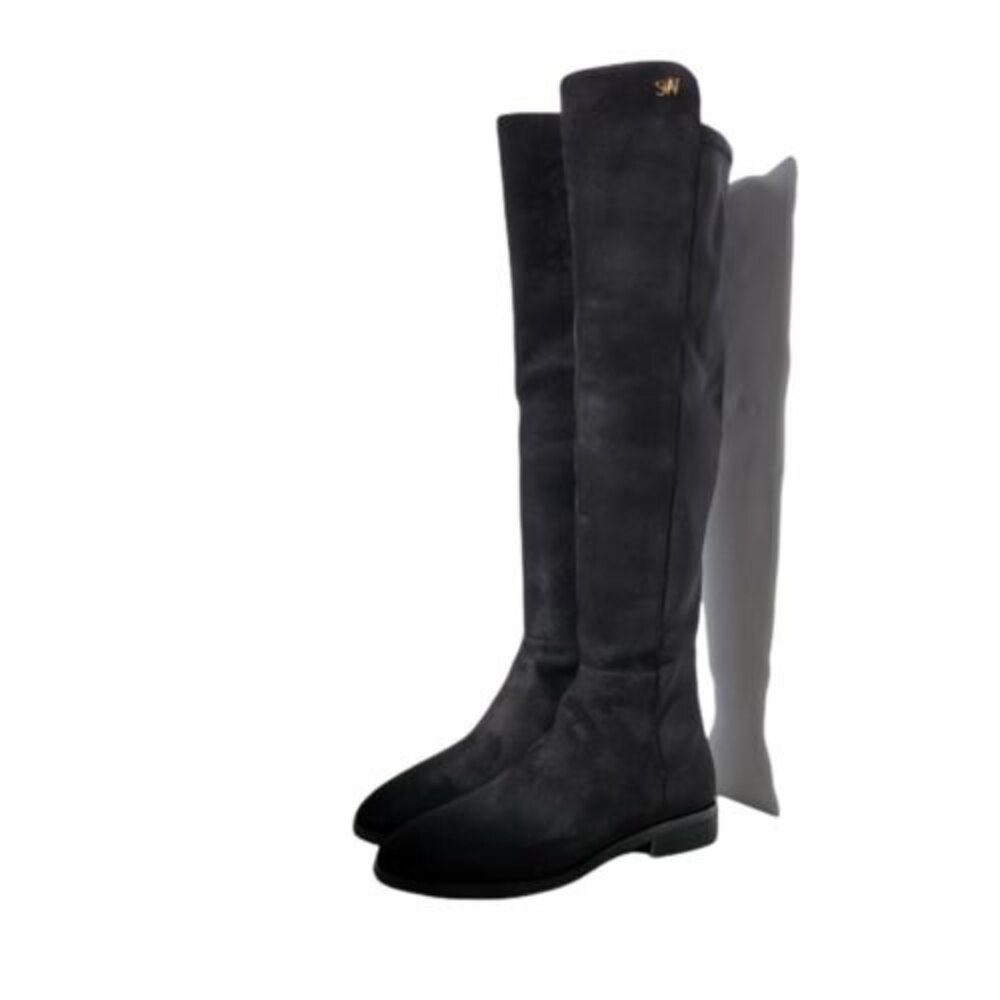 Stuart Weitzman Black Suede Over The Knee Boots w/Logo size Womens 7.5 in Keelan